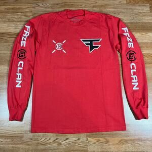 Faze Clan x Clot Red Long Sleeve T Shirt Men’s Sz S New‎ Rare